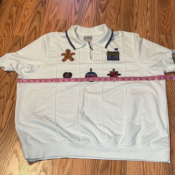Vintage Koret Christmas Shirt, grandma pullover, white, gingerbread man, 1X, XL - Picture 3 of 6